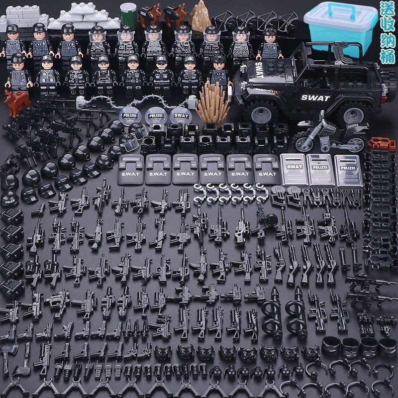 ใช้งานร่วมกับเลโก้บล็อกตัวต่อ Clearance ทหารกองกําลังพิเศษ SWAT Minifigures ตํารวจทหารอนุภาคขนาดเล็กของเล่นเด็ก/9.1