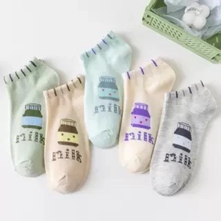 HOME818 ถุงเท้าข้อสั้น (5ลาย/5คู่) ถุงเท้าแฟชั่นเกาหลี เนื้อผ้านุ่มงานถักอย่างดี มีให้เลือกหลายแบบ