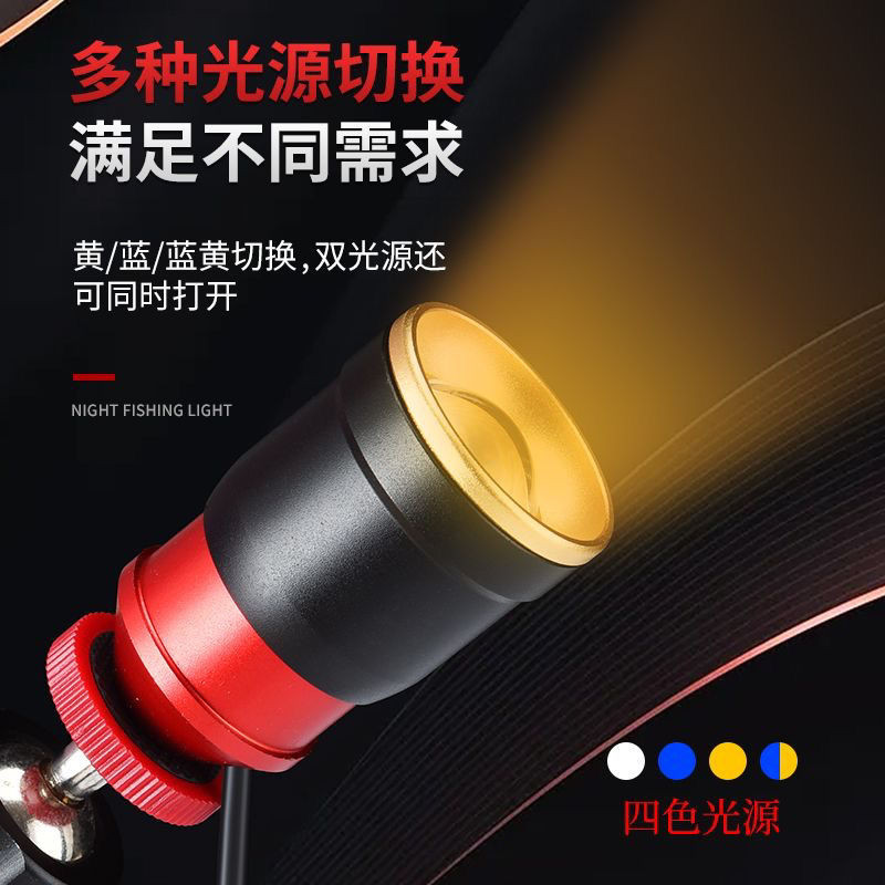 ไฟตกปลา ไฟตกปลากลางคืนเลเซอร์สว่างสุดแสงที่แข็งแกร่งปรับโฟกัสเลเซอร์แคนนอนกล่องตกปลาทุ่มเทตกปลาป่า ยูเอสบี ไฟสีฟ้าผู้ถือโคมไฟ - รูปที่ 3