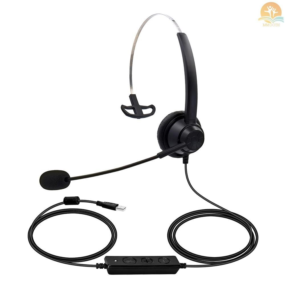 ชุดหูฟังคอมพิวเตอร์แบบมีสาย USB พร้อมไมโครโฟน Universal Office Call Center หูฟังด้านเดียวรองรับการควบคุมระดับเสียง Mute Cancelling เหมาะสําหรับโทรศัพท์ Operator คอมพิวเตอร์ PC พจนานุกรม