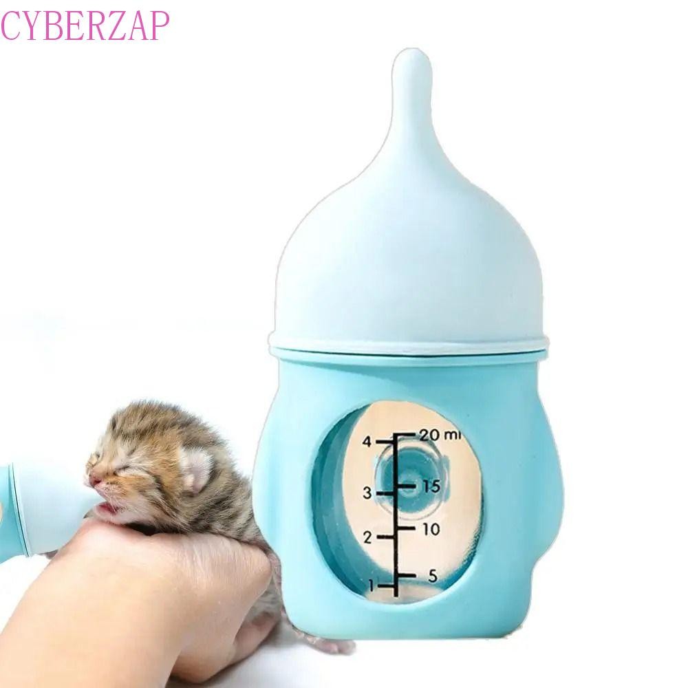 Cyberzap Puppy Milk Feeder, Bite Resistance Silicone Kitten จุกนมขวด, Practical Anti Choking with Scale 20/80ML ขวดนมลูกแมวสําหรับการให้อาหาร