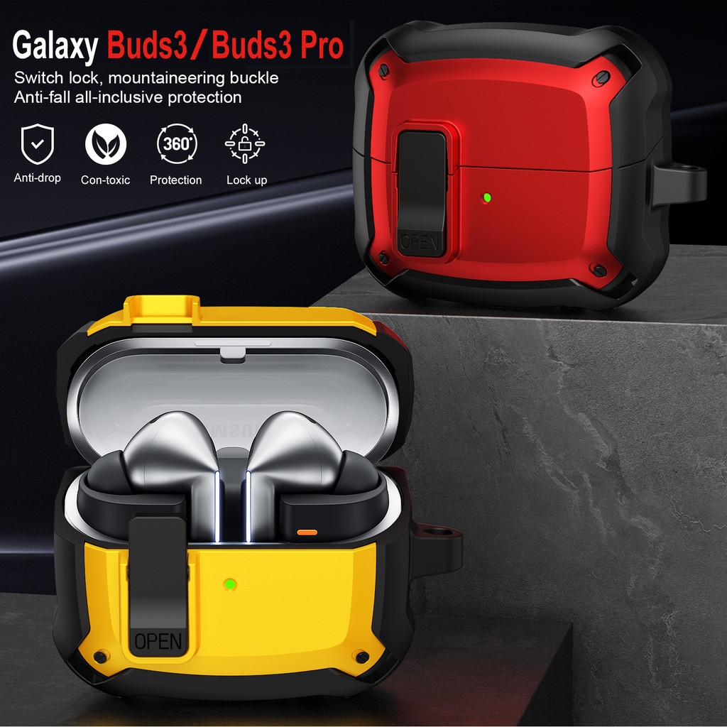 เกราะกันกระแทกสําหรับ Samsung Galaxy Buds3 3Pro หูฟังอุปกรณ์เสริม Buds 3 Pro พวงกุญแจสวิทช์ Secure Lock ป้องกัน Cove