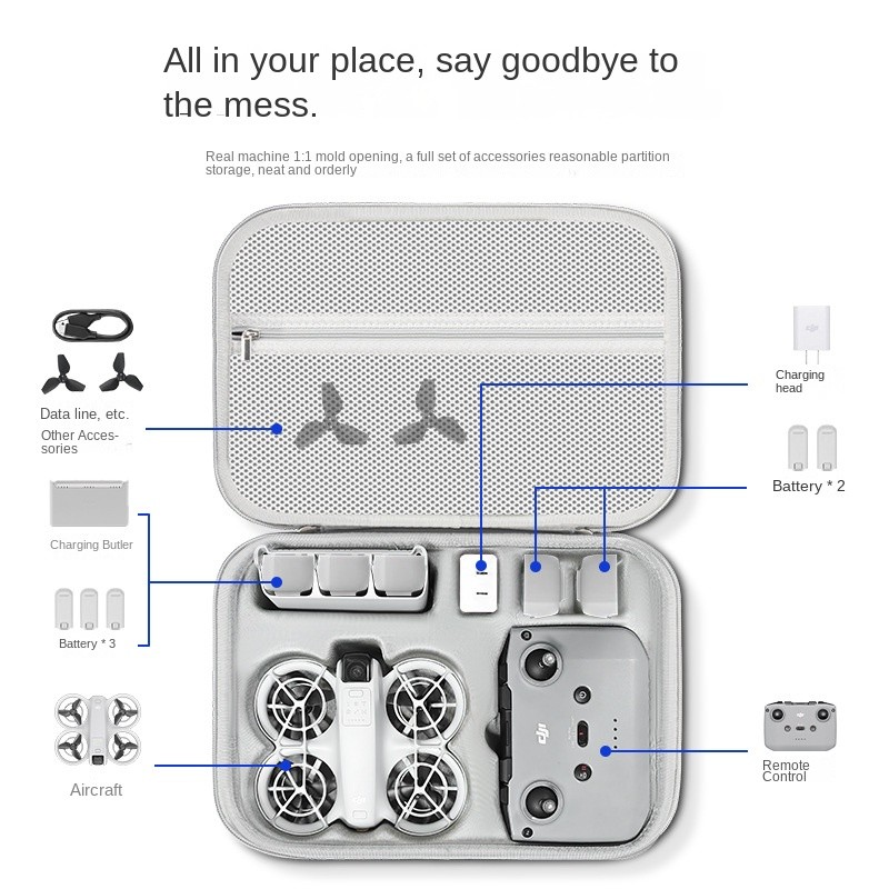 เหมาะสําหรับกระเป๋าเก็บโดรน DJI NEO, ชุดกล่องอุปกรณ์เสริมกล้องการบินแบบใช้มือถือ, กระเป๋าพกพา PU กันน้ํา