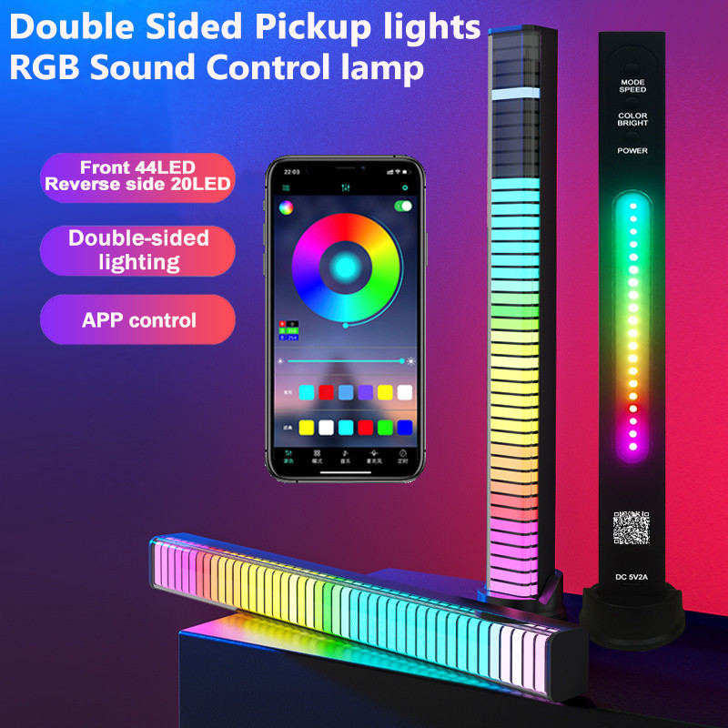 สมาร์ท RGB ควบคุมเสียงไฟ 3D สองด้านรถกระบะไฟ LED Rhythm Ambient LAMP APP ควบคุมสําหรับรถยนต์ Gaming Desktop ไฟ