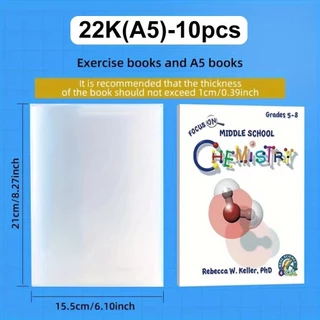 KIDZYOO 10 ชิ้นโปร่งใสปกหนังสือ,กันน้ํา A4/16K/A5 พลาสติกปกหนังสือ,ปิดแบบมีกาวในตัวทนต่อการสึกหรอหนังสือ PVC ฝาครอบป้องกัน