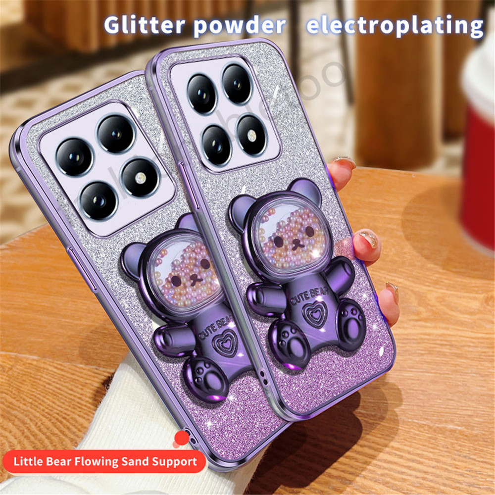 สําหรับxiaomi 14T pro 14tpro 14 Ultra 1 4 Xiaomi14T pro Xiaomi14Tpro Xiaomi14Ultraผู้ถือวงเล็บเคสโทรศัพท์ฟอยล์Bling Glitterอะคริลิคใสกันกระแทกปกหลัง