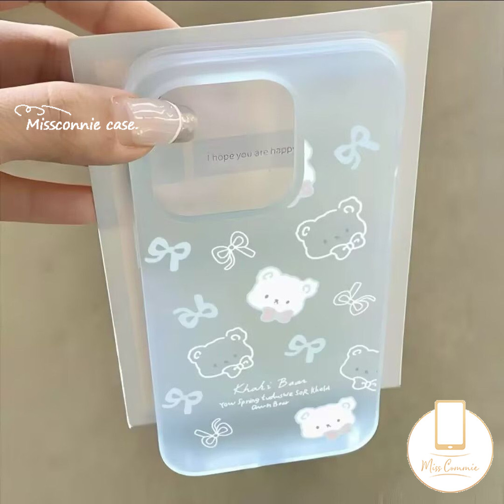 หมีน้อยน่ารักbowknotดอกไม้ลูกสุนัขนุ่มสําหรับiphone 16 11 14 13 15 12 Pro Max 16 8 7 6 6s Plus XR XS Max X SE 2020 หรูหราหลุมขนาดใหญ่Frostedโปร่งใส