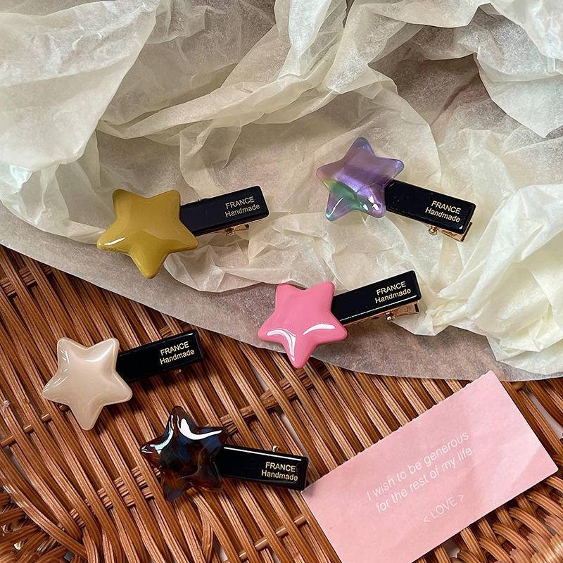 แพ็คหนึ่งคู่ กิ๊บติดผม Acetate Star ระดับไฮเอนด์ ins คลิปหน้าม้ากิ๊บติดผมสไตล์ใหม่คลิปปากเป็ด