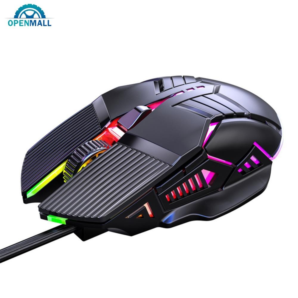 Openmall Ergonomic เมาส์สําหรับเล่นเกมแบบมีสาย USB เมาส์คอมพิวเตอร์สําหรับเล่นเกม RGB เมาส์ Gamer เม