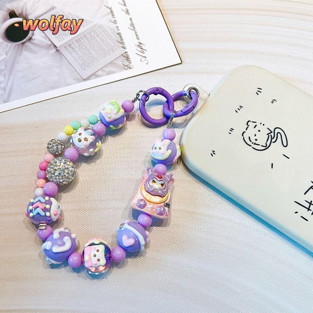 โซ่มือถือ WOLFAY Bubble Mate, สายโทรศัพท์มือถืออะคริลิค Pop Bean, อุปกรณ์เสริมกระเป๋าเชือกเส้นเล็กโทรศัพท์มือถือ