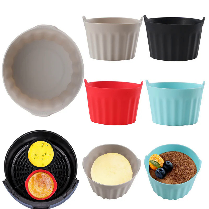 Reusable Air Fryer Silicone Cake Cup Oven Baking Mould Air Fryer Silicone Basket Cup Cake Fried Kitc