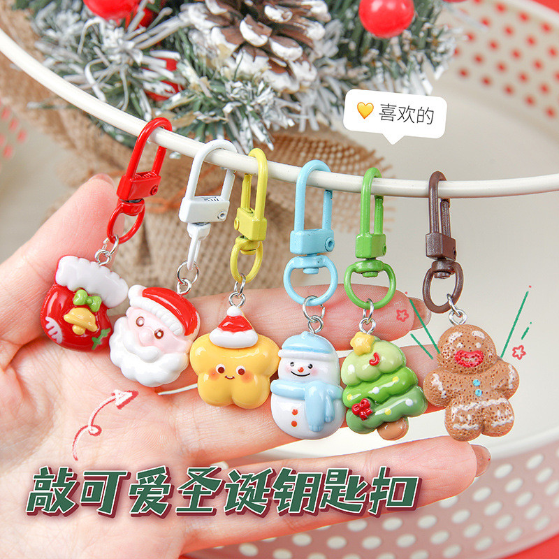 ของขวัญคริสต์มาสการ์ตูนน่ารักพวงกุญแจคริสต์มาสจี้กระเป๋าซานตาคลอสเครื่องประดับคริสต์มาสของขวัญ