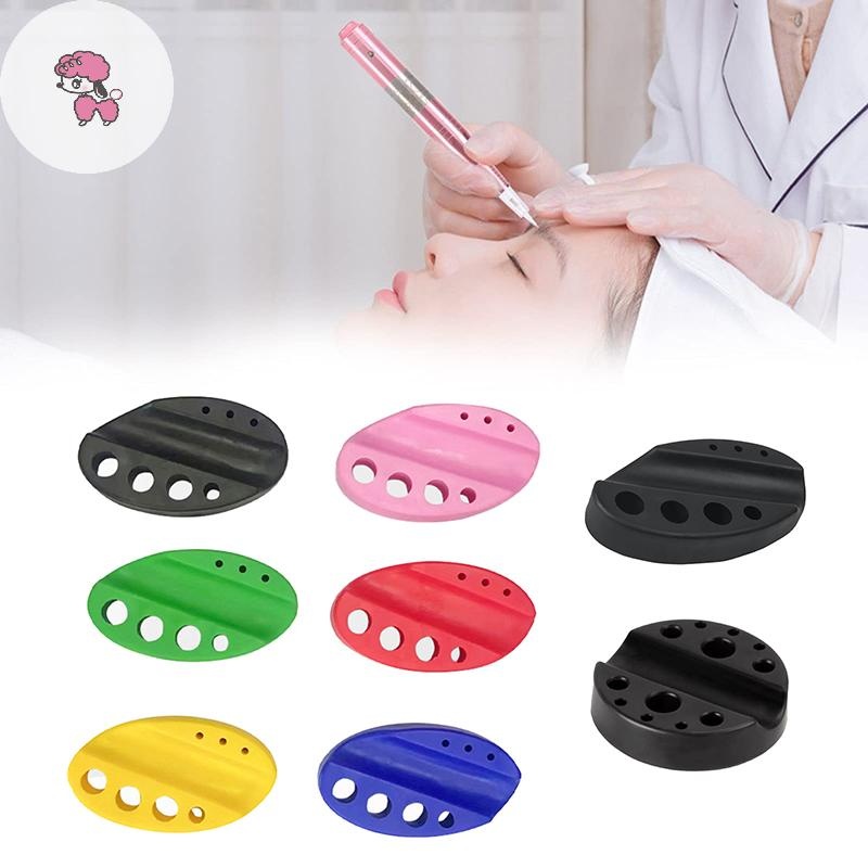 Grl 7/9/12 หลุม Tattoo Ink ถ้วยยืน Rack รูปไข่รอบซิลิโคนฝาครอบ Pigment ถ้วย Tattoo Machine ปากกา Stand Holder Salon อุปกรณ์เสริม TH