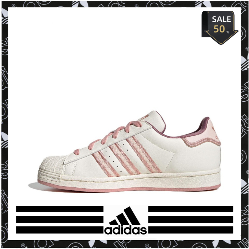 ADIDAS ร้านค้าอย่างเป็นทางการAdidas Originals Superstar รองเท้าผ้าใบหนัง Unisex สีขาวและสีแดง IE5528