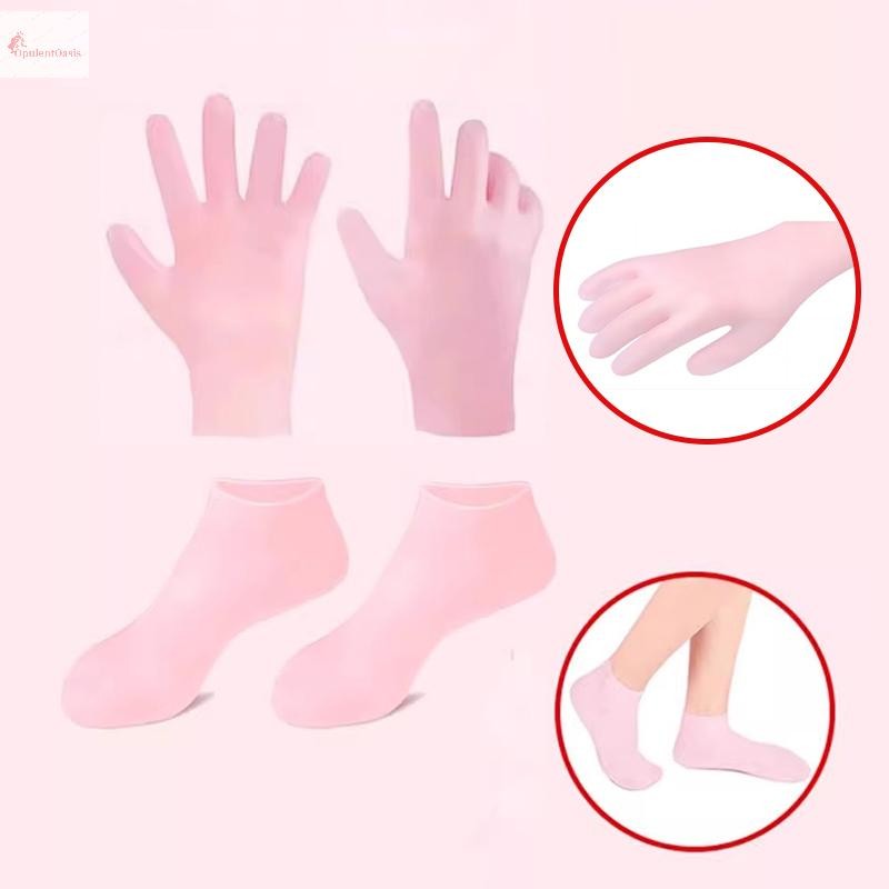 Cod Exfoliag And Preveng Dryness Spa Silicone Socks ถุงเท้าเจลให้ความชุ่มชื้น Cracked Dead Skin ลบป้องกันเท้า/มือ Care ใหม่
