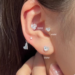 Roselife Silver 1PC คลาสสิก Unisex คริสตัล Pierced ต่างหูสตั๊ด Hypoallergenic หู Studs เครื่องประดับอุปกรณ์เสริม