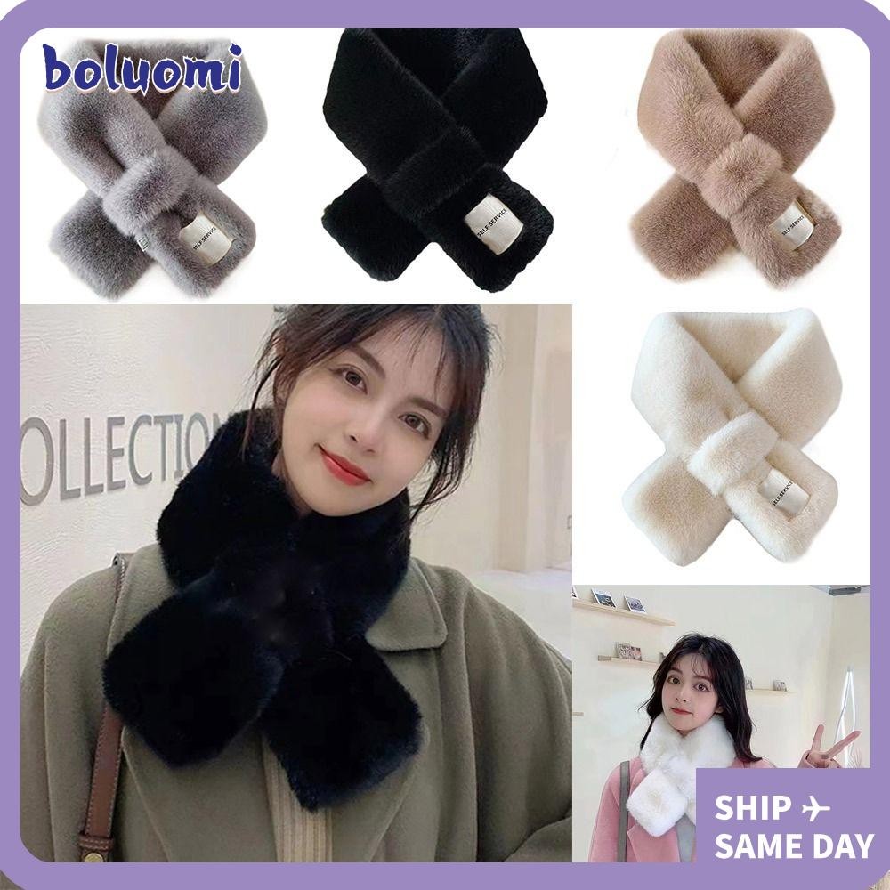 Bolumi ผ้าพันคอข้าม, แฟชั่น Bib ความร้อนคออุ่น, ฝาครอบคออุ่น Windproof Plush หนา Snood Cowl Tube ฤดูใบไม้ร่วงฤดูหนาว