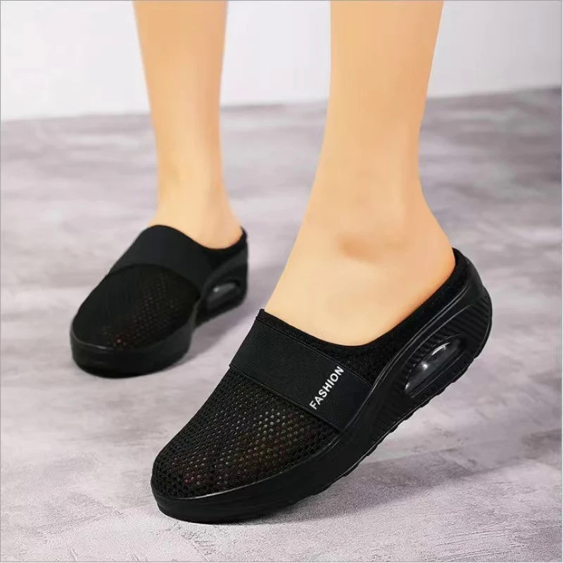 Women Walking Shoes Air Cushion Slip-On  Orthopedic Diabetic Ladies Platform Mules Mesh Lightweight 
