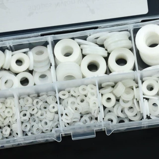 PULSEE 500 ชิ้นไนลอนเครื่องซักผ้า,ซีล O แหวน Assortment ชุด M2-M10 Plane Spacer, สีดําสีขาว 8 ขนาดแบนฉนวนกันความร้อนปะเก็นแหวน