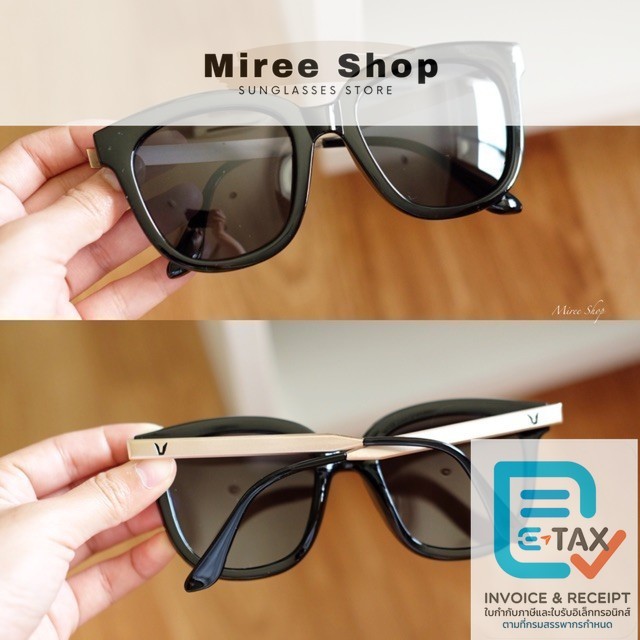 แว่นกันแดด GAMT rimmed frame ขาทอง seiko เลนส์ดำเลนส์ปรอทเงิน Mireeshop (GM-RF-BK)  ของแท้