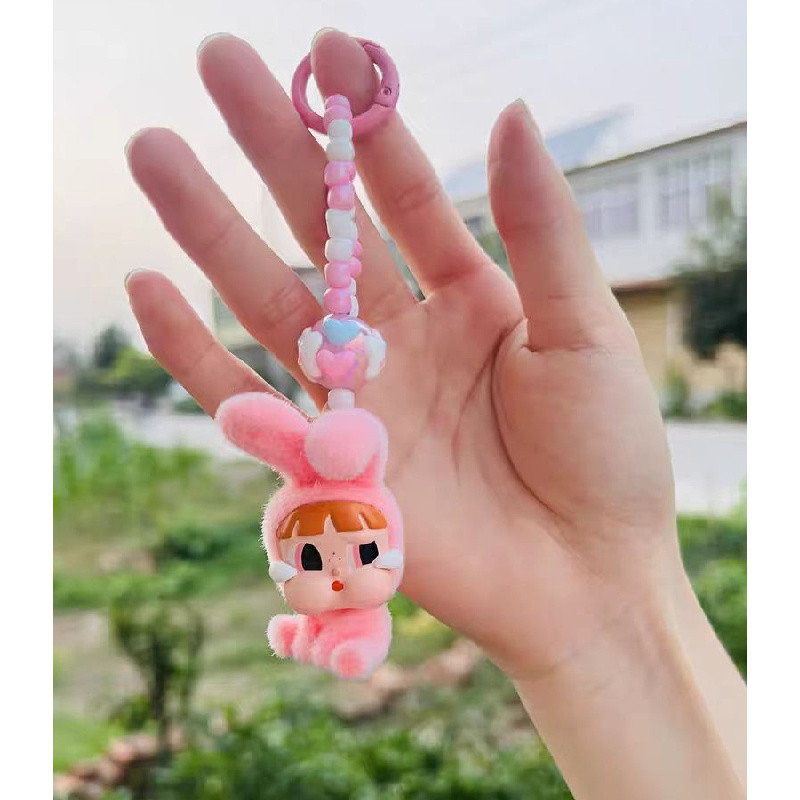 Creative Flocking crybaby Feitian ชุดตำรวจน้อยพวงกุญแจกระเป๋าเป้จี้พวงกุญแจรถจี้เคสโทรศัพท์จี้ของขวัญสาว