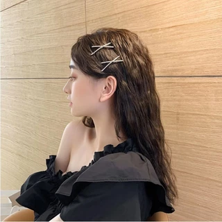 Silver Bling INS โลหะ X รูปร่าง Shine Hairpin Bangs คลิปเครื่องประดับผม