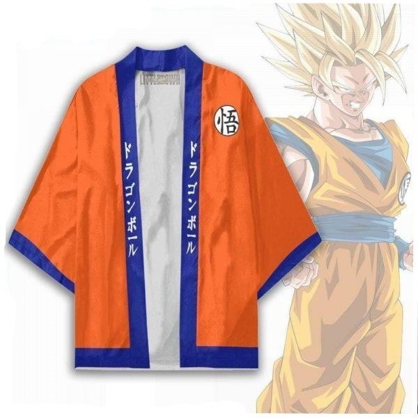 Dragon Ball อะนิเมะเสื้อคลุมฤดูร้อนใหม่Kimono Unisex Tops Streetwearคู่เสื้อผ้าสบายๆแฟชั่นคอสเพลย์Son Goku Yukataเสื้อคลุมฮาโอริ