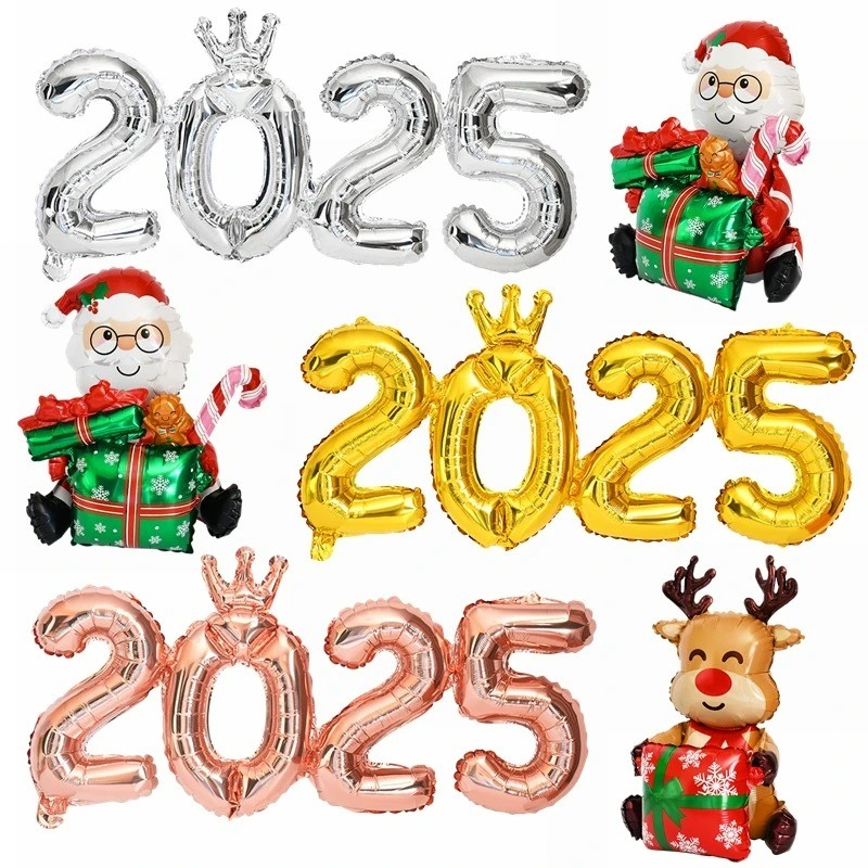 2025มงกุฎจํานวนลูกโป่งฟอยล์สวัสดีปีใหม่อีฟพรรคตกแต่งอัลบั้มรูปอุปกรณ์ประกอบฉากอุปกรณ์คริสต์มาสตกแต่งบ้าน n ความโลภ 2024