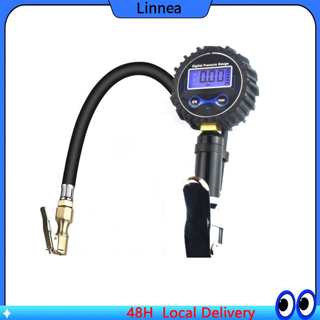 Lin เครื่องเติมลมยางแบบดิจิตอลในรถยนต์พร้อมเครื่องวัดความดัน 200 Psi Air Chuck เครื่องวัดเงินเฟ้อยางความแม่นยําสูง