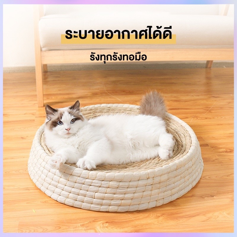 ฟางข้าว ที่นอนแมว ที่นอนสุนัข ที่นอนแมว ที่นอนสัตว์เลี้ยง เป็นธรรมชาติ สดชื่น และระบายอากาศได้ดี