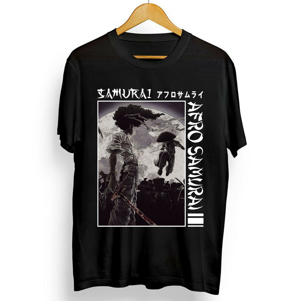 Afro Samurai Under Sun ญี่ปุ่นที่ดีที่สุดมังงะ Otaku ดาบนักรบเสื้อยืด