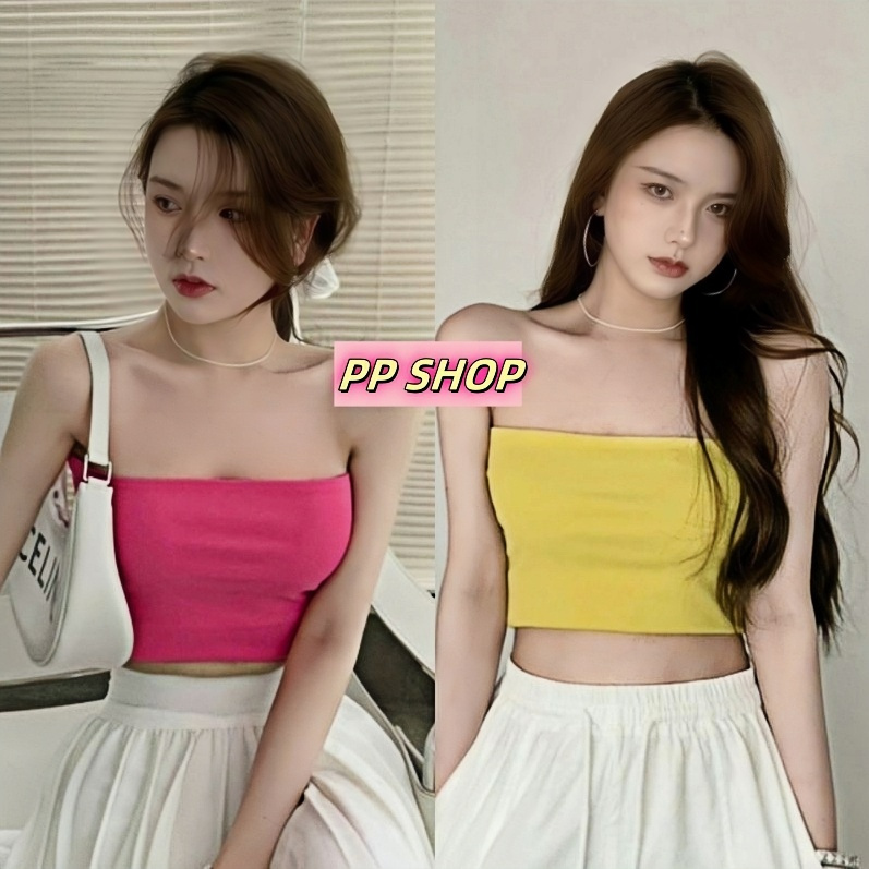 PP Shop​ ​พร้อมส่ง เกาะอกเสื้อครอป ชุดไปทะเล โชว์หลัง รัดรูป เซ็กซี่ หลากสีน่ารักๆ#MX-5