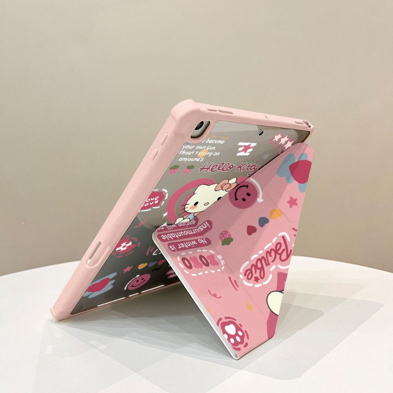 อะคริลิคipadกรณีy + Tripleพับช่องเสียบปากกาสําหรับiPad Gen7 Gen6 Gen5 10.2 นิ้วAir6 Air5 Air4 สีชมพูLoveน่ารักHellokitty Pro11 2022 2024 Gen10 Gen9 Gen8 Anti Drop iPad Cover ราคา ถูกที่สุด ดีลบีเคเค แกลเลอรีภาพที่ 6