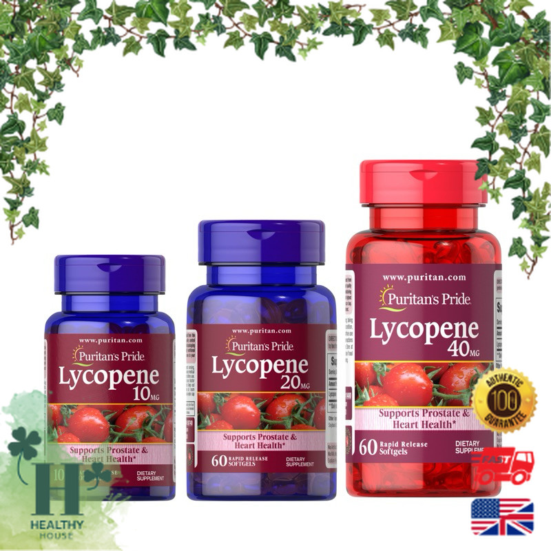 พร้อมส่ง Puritan's Pride Lycopene 40 mg 60 Softgels สารสกัดมะเขือเทศเข้มข้น 10mg 20mg