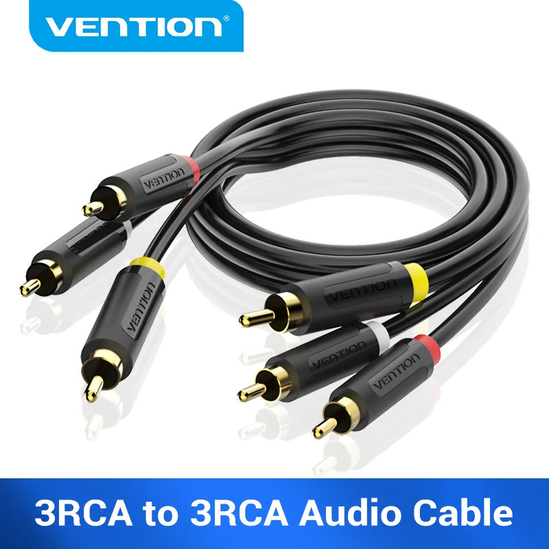Vention 3RCA ถึง 3 สาย RCA Audio Video Male to Male สาย AV ชุบทองสําหรับ STB DVD TV VCD Blueplayer เครื่องขยายเสียงสาย RCA Jack