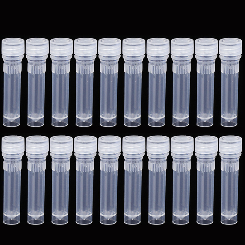 20 ชิ้นหลอดทดลองพลาสติก Vial ตัวอย่างคอนเทนเนอร์ฝาเกลียวขวดสําหรับหัตถกรรมผงโรงเรียนสํานักงานเคมี Lab อุปกรณ์ 1.5ML