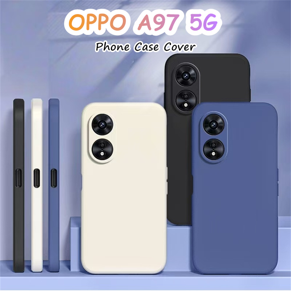 Case Home สําหรับ OPPO A97 5G ฝาครอบซิลิโคน Full Case Classic Simple สีทึบเคสโทรศัพท์ขอบตรง