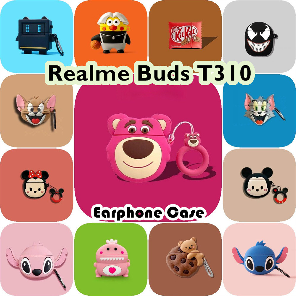 In Stock สําหรับ Realme Buds T310 กรณีการ์ตูนสร้างสรรค์ซิลิโคนอ่อนนุ่มหูฟังกรณีปลอก NO.1