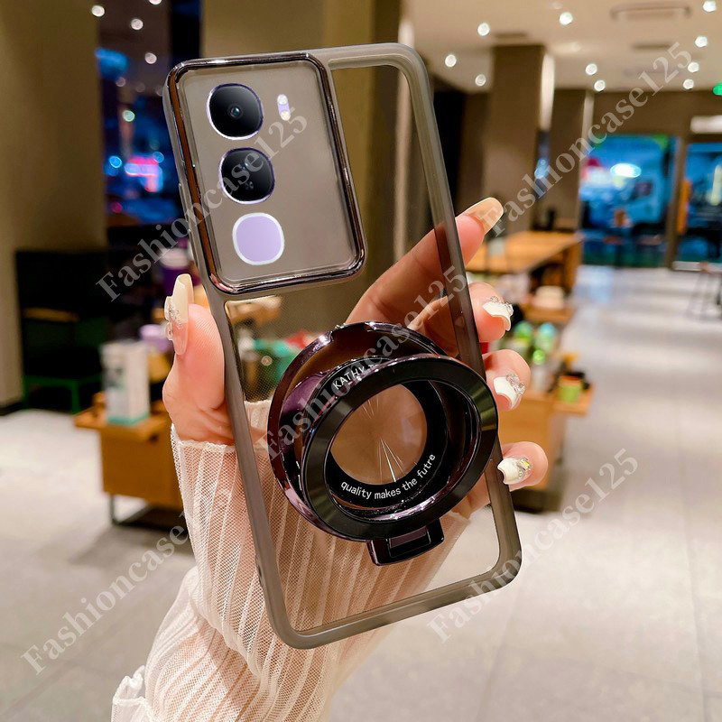 Vivo Y200 5G 2024 สําหรับ Vivo Y200 VivoY200 Y200 Y 200 4G 5G ปลอกโทรศัพท์ฝาหลัง Soft TPU ยืดหยุ่นชุบใสกันกระแทกกันชนกล้องเลนส์ปกป้องผู้ถือแหวน