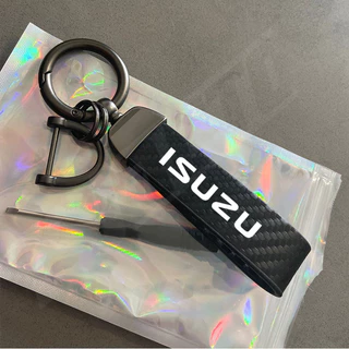 Isuzu รถหนังนิ่มหนังพวงกุญแจจี้ Key Chain ผู้ถือคาร์บอน Patter กุญแจรถ Trinket พวงกุญแจสําหรับ Isuzu D Max D-Max Mu-x Mu x Trf อุปกรณ์เสริม