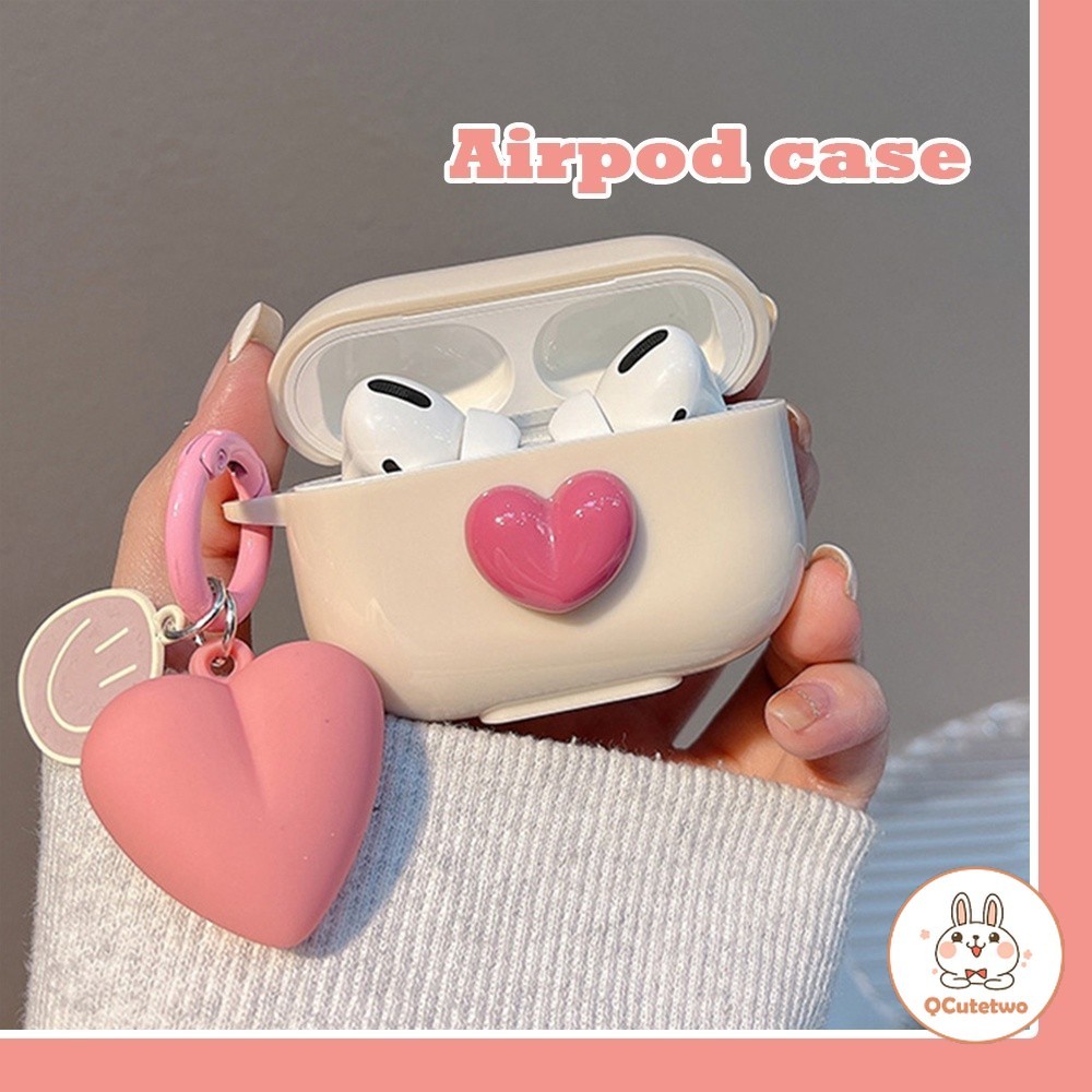 Girly 3D Love Heart จี้หูฟังสําหรับ AirPods 4 AirPods 1 2 3 Pro 2 Anti-Drop หูฟังไร้สายบลูทูธฝาครอบ