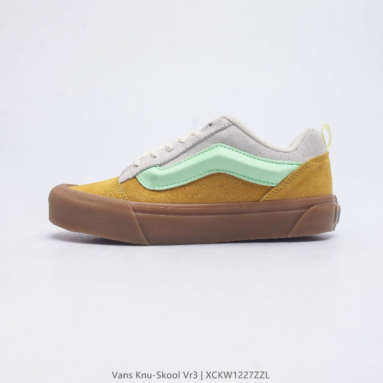 VANS knu-Skool VR3 LX รองเท้าผ้าใบต่ำสีเหลืองสีเขียว