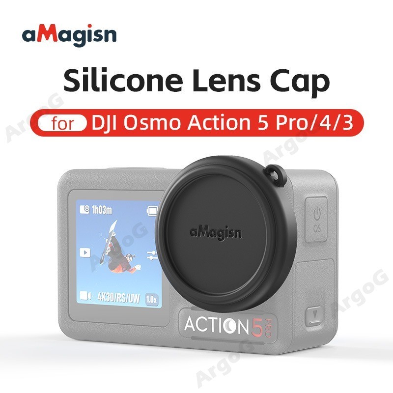 aMagisn ฝาปิดเลนส์ซิลิโคนสําหรับ DJI Osmo Action 5 Pro / 4 / 3 ฝาครอบป้องกันเลนส์ป้องกันรอยขีดข่วน Action 5 Pro อุปกรณ์เสริม
