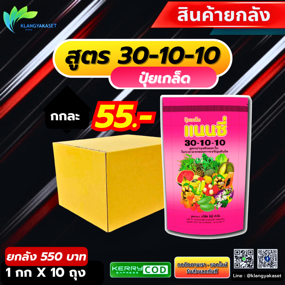 ยกลัง 10 กก ปุ๋ยเกล็ด แนนซี่ สูตร 30-10-10 บรรจุ1 กิโลกรัม  สูตรบำรุงต้นและใบ ปุ๋ยเกร็ด ปุ๋ย ปุ๋ยสูต