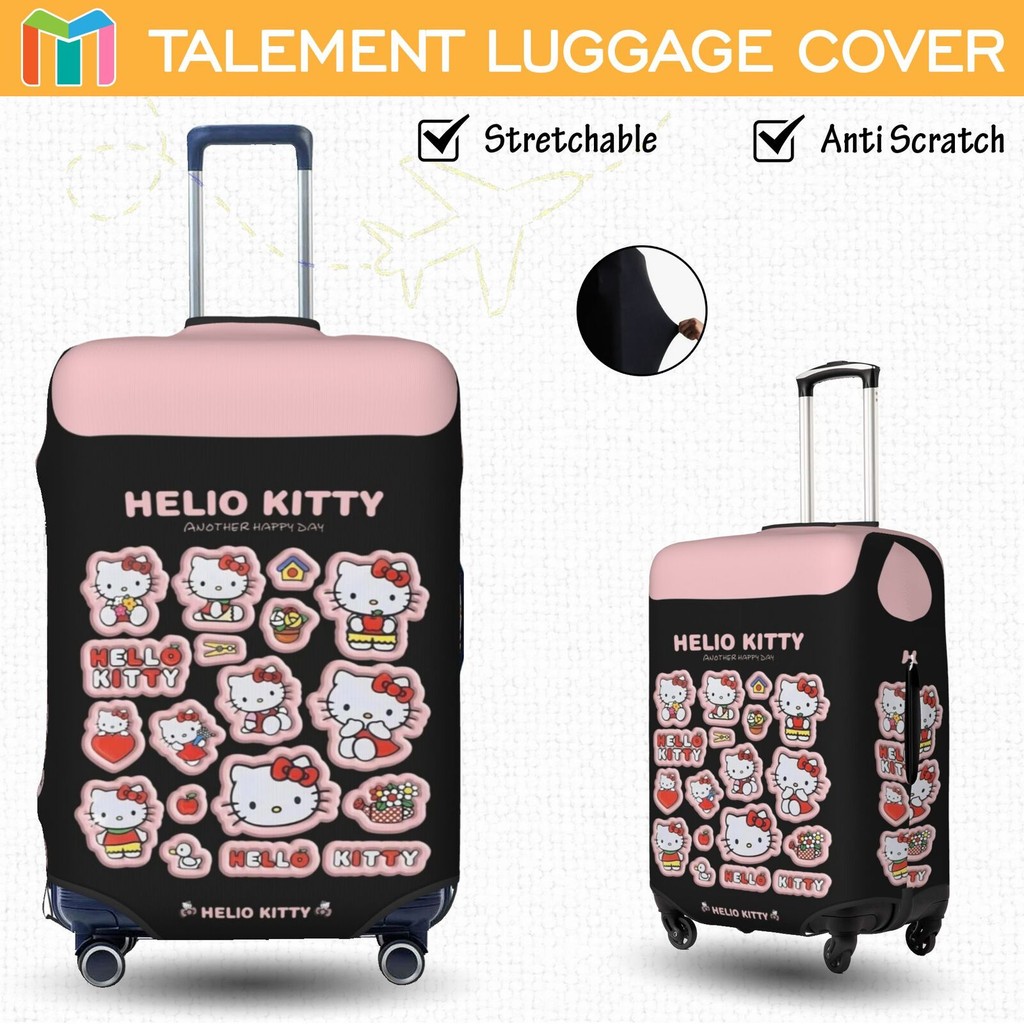 ผ้าคลุมกระเป๋าเดินทาง เฮลโลคิตตี้ ผ้าสแปนเด็กซ์ แบบยืดหยุ่น ยืดหยุ่น Anime Luggage Cover 18 20 22 24 26 28 30 32 นิ้ว LSA41