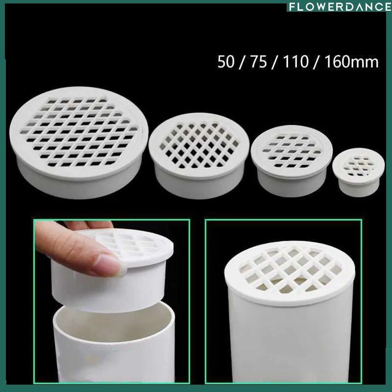 ฝาปิดช่องระบายอากาศแบบกลม PVC ชนิดสอดใส่ง่าย 50-160 มม. สำหรับอุปกรณ์ระบายน้ำบนหลังคาระเบียงสวนดอกไม้