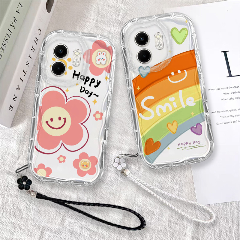 เคส Infinix SMART 9 Cat Rainbow รูปแบบดอกไม้น่ารัก สร้อยข้อมือโคลเวอร์สีดําและสีขาว เคสโทรศัพท์ TPU โปร่งใส CBX3