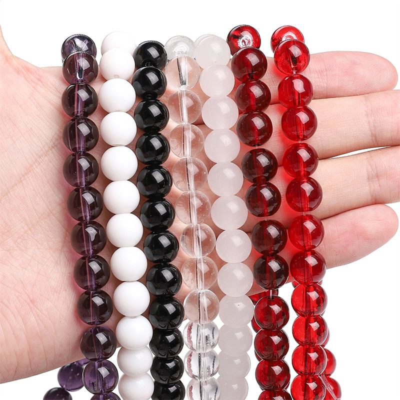 4/6/8/10 มม.คริสตัลแก้วลูกปัดสีดําโปร่งใสสีขาวรอบลูกปัดหลวม ตัวเว้นวรรค ลูกปัดสําหรับ ทําเอง เครื่องประดับ ทํา