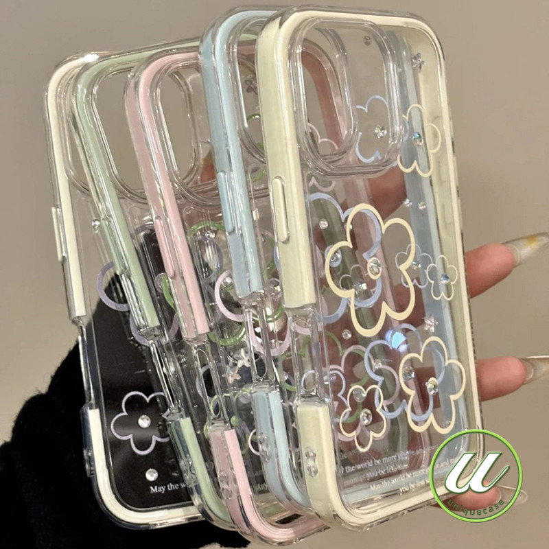 เคสไอโฟน11 ดอกไม้เล็ก ๆ น่ารักสีขาวหรูหรา 2 in 1 นุ่ม สำหรับ IPhone 13 16 15 11 14 12 Pro Max 12 13 11 Pro 16 14 15 Plus