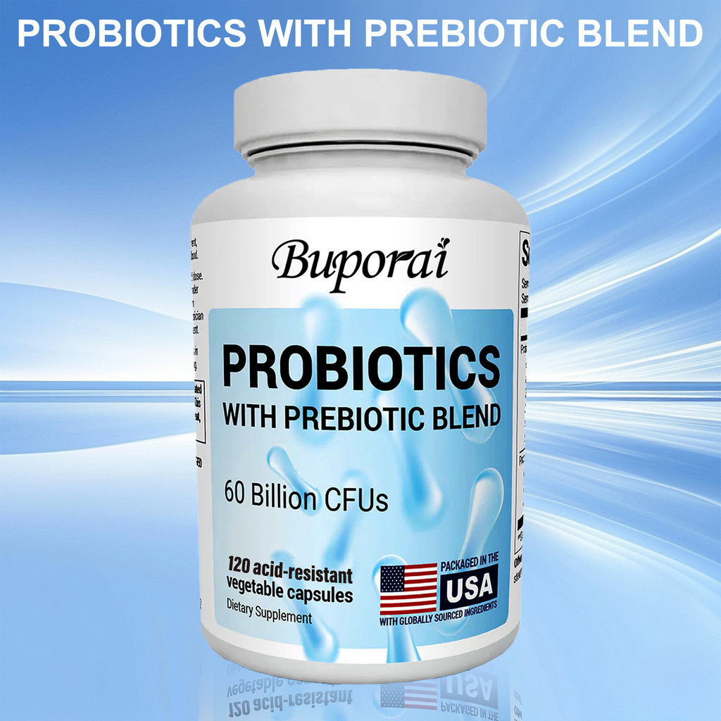 Buporai 60 Billion Probiotic Probiotic พร้อม Prebiotic Blend - 120 แคปซูลผัก